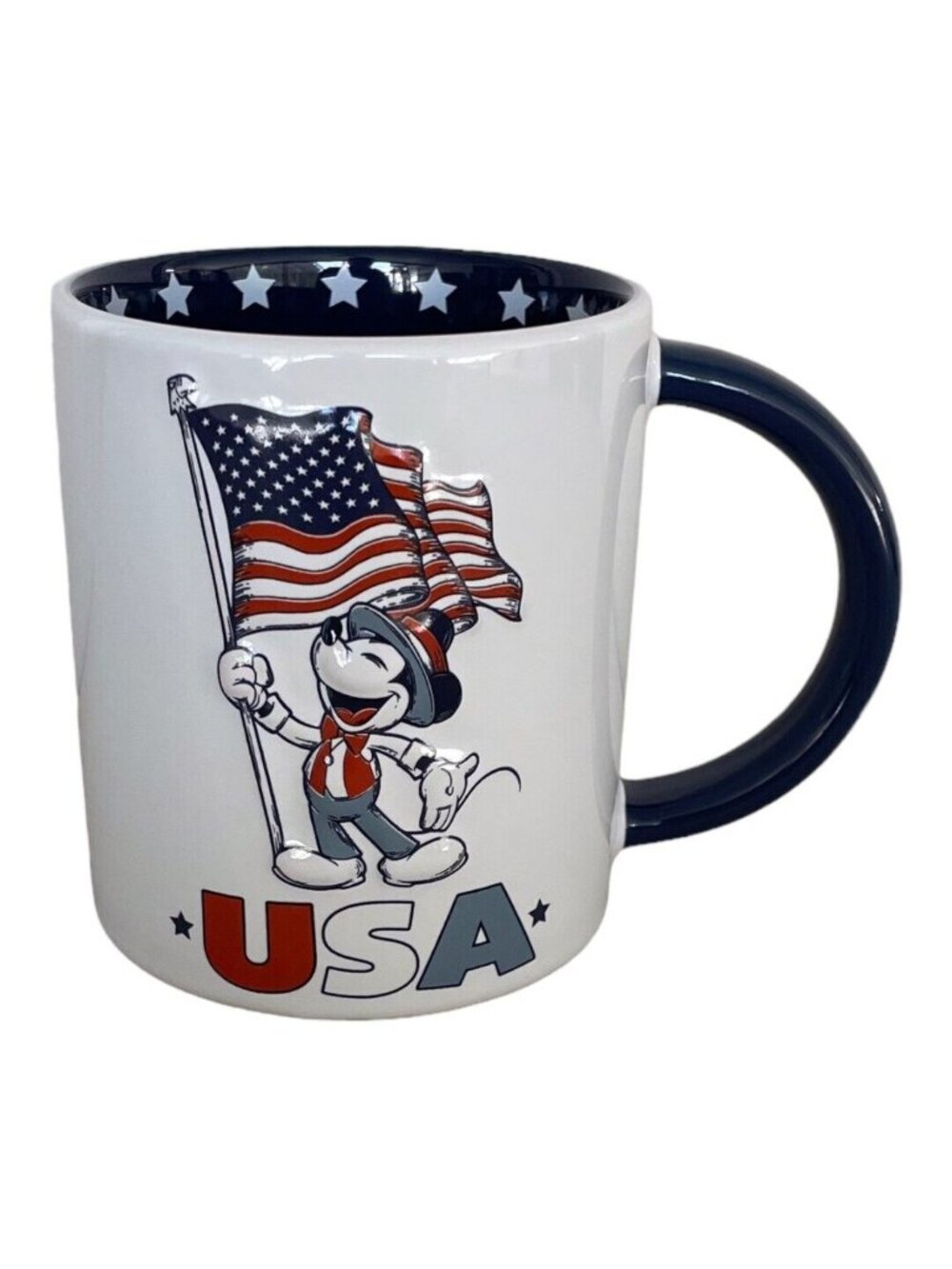 Disney Parks Dapper Mickey Mouse USA Patriotic Americana Flag Coffee Mug Cup